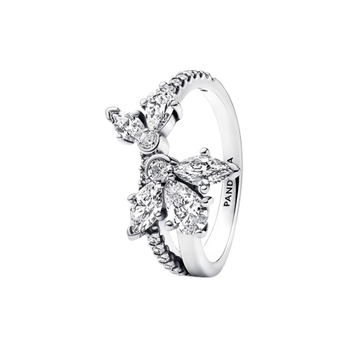 Sparkling Asymmetrical Herbarium Cluster Ring