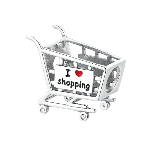 I Love Shopping Trolly Charm