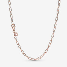 Load image into Gallery viewer, 925 Sterling Silver Rose Gold Plated Paperclip Chain Necklace