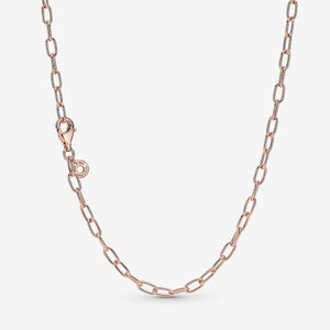 925 Sterling Silver Rose Gold Plated Paperclip Chain Necklace