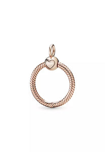 925 Sterling Silver Rose Gold Plated O Pendant