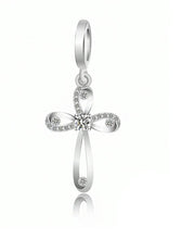 Load image into Gallery viewer, 925 Sterling Silver Infinity CZ Cross Dangle Charm