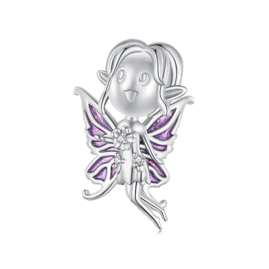925 Sterling Silver Purple Butterfly Fairy Bead Charm