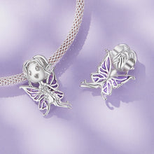 Load image into Gallery viewer, 925 Sterling Silver Purple Butterfly Fairy Bead Charm