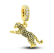 Load image into Gallery viewer, Gold PLATED Leopard/Cheetah Dangle Charm