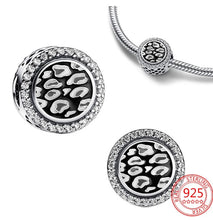 Load image into Gallery viewer, 925 Sterling Silver Black Enamel Leopard Print CZ Bead Charm