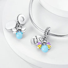 Load image into Gallery viewer, 925 Sterling Silver &quot;Let Your Light Shine&quot; Glow-in-the-Dark/Luminous Firefly Dangle Charm