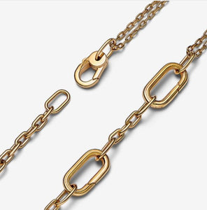 925 Sterling Silver Gold Plated ME Double Link Chain Necklace