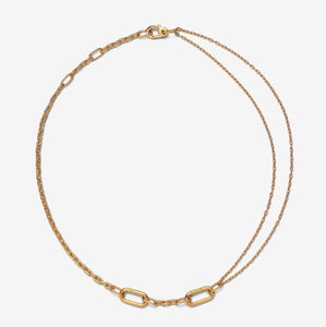 925 Sterling Silver Gold Plated ME Double Link Chain Necklace