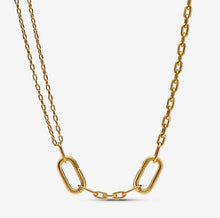 Load image into Gallery viewer, 925 Sterling Silver Gold Plated ME Double Link Chain Necklace