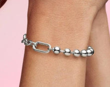 Load image into Gallery viewer, 925 Sterling Silver ME Link Beaded Bracelet