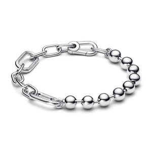 925 Sterling Silver ME Link Beaded Bracelet