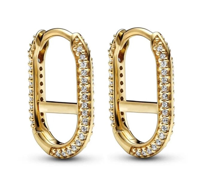 Pavé Me Link Hoop Earrings
