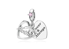 Load image into Gallery viewer, 925 Sterling Silver Mother Forever and Always Double Heart Dangle Charm