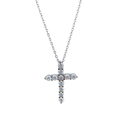 925 Sterling Silver CZ Cross Necklace