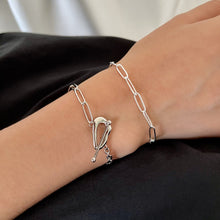 Load image into Gallery viewer, 925 Sterling Silver Toggle Clasp Cable Chain Link Bracelet