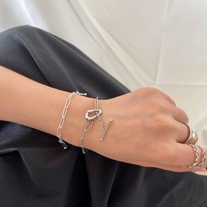 925 Sterling Silver Toggle Clasp Cable Chain Link Bracelet
