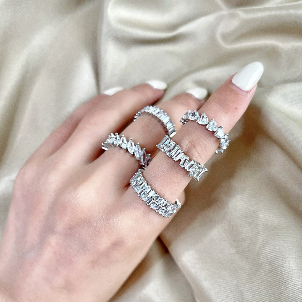 Baguette Cut and round CZ eternity ring