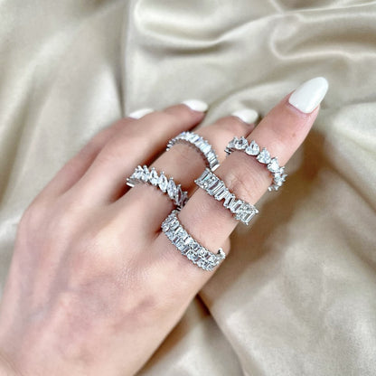 Baguette Cut and round CZ eternity ring