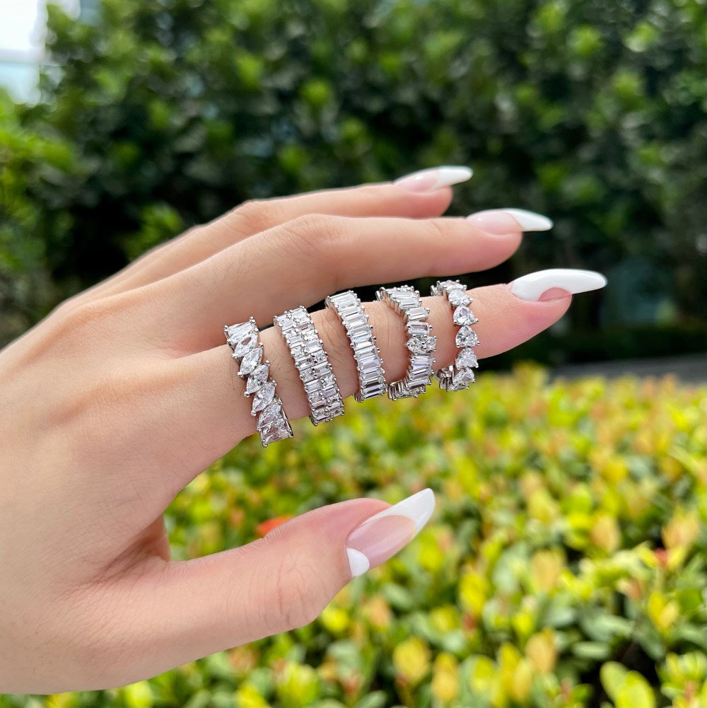 Baguette Cut and round CZ eternity ring
