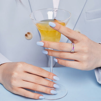 Pastel Colour Baguette CZ Band Ring