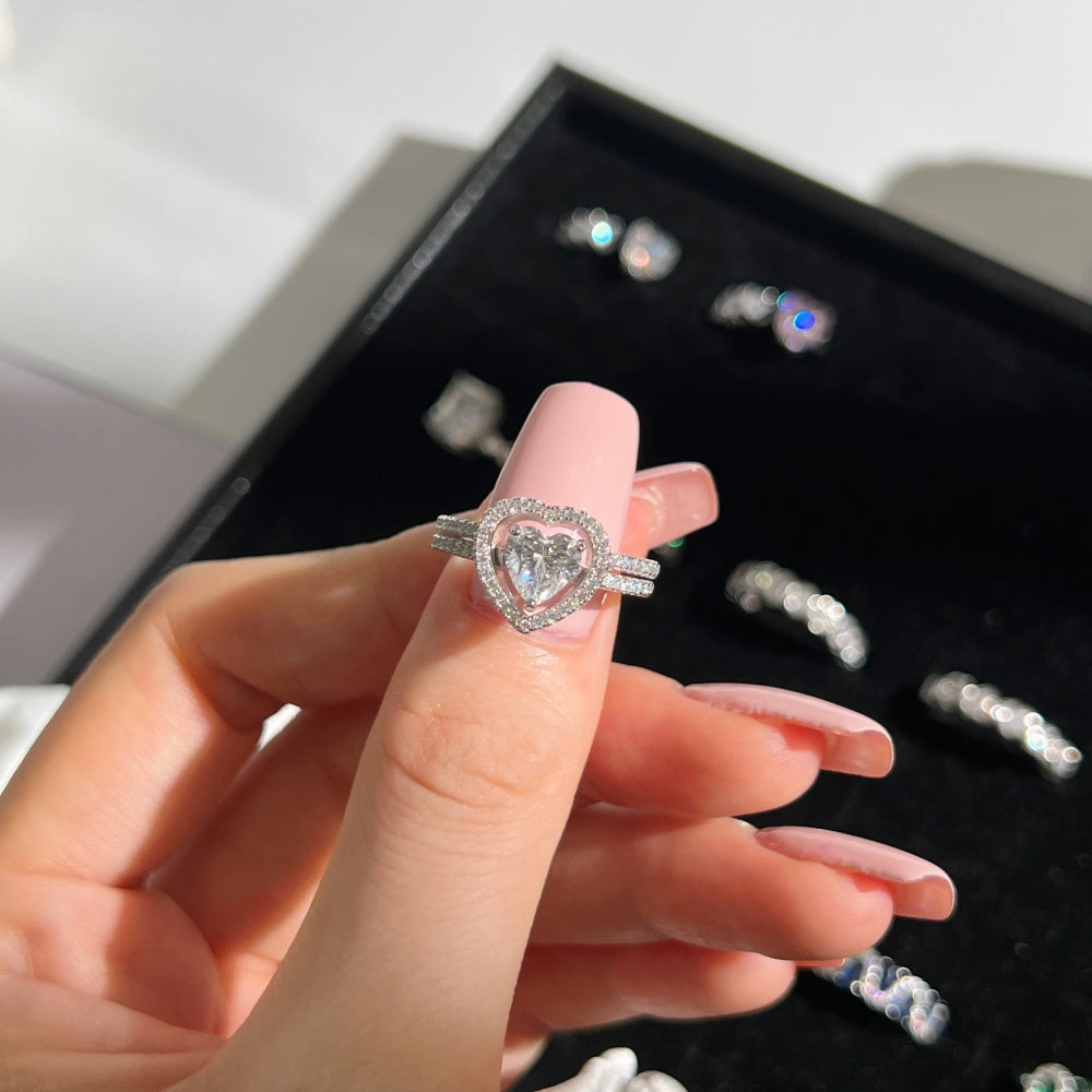Heart CZ Double Promise Ring