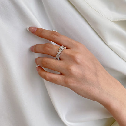 Baguette Cut and round CZ eternity ring
