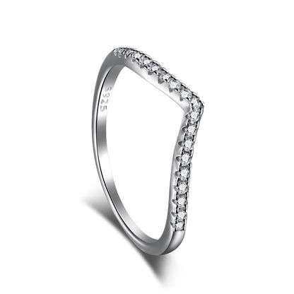 CZ Sparkling Wishbone Ring