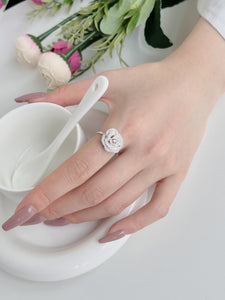 925 Sterling Silver CZ Rose Ring