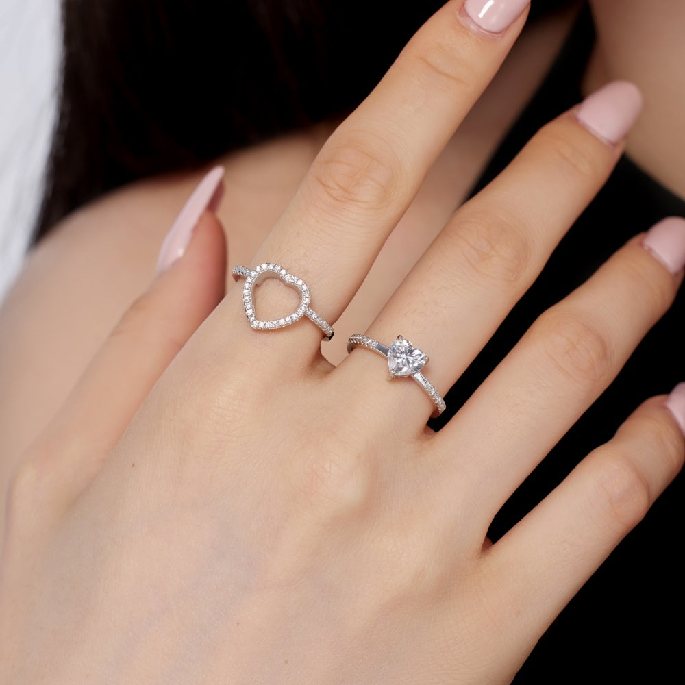 Heart CZ Double Promise Ring