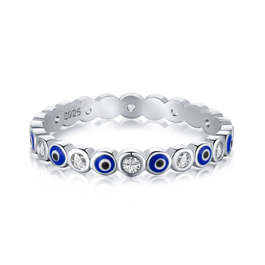 Clear CZ and Evil Eye Ring