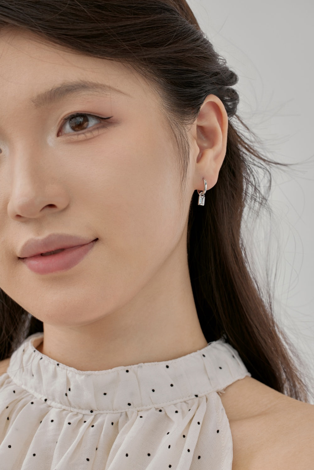 Rectangular CZ Hoop Earrings