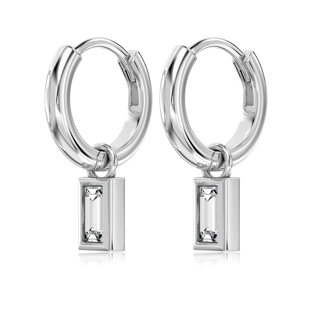 Rectangular CZ Hoop Earrings
