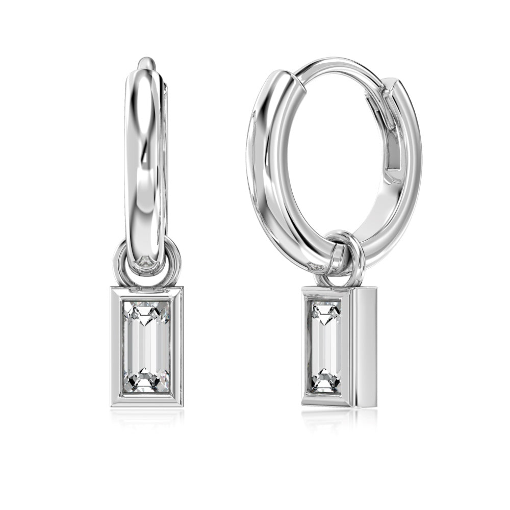 Rectangular CZ Hoop Earrings