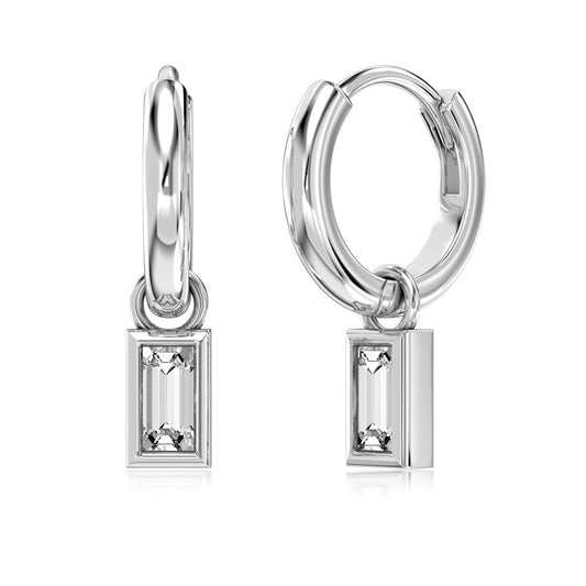 Rectangular CZ Hoop Earrings