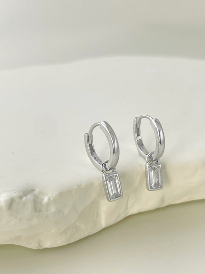 Rectangular CZ Hoop Earrings
