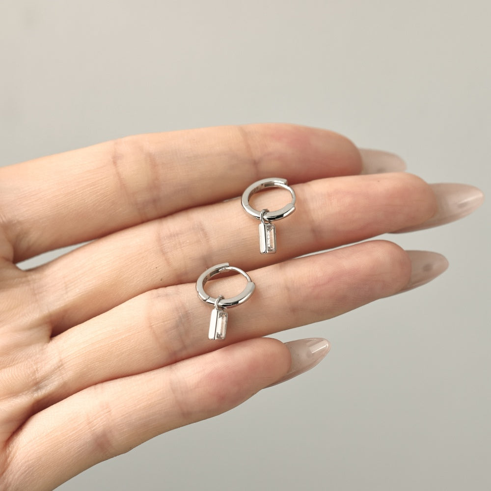 Rectangular CZ Hoop Earrings