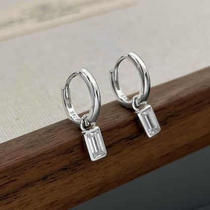 Rectangular CZ Hoop Earrings