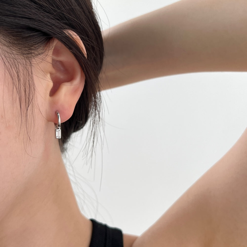 Rectangular CZ Hoop Earrings