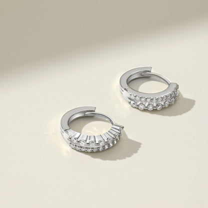 Double CZ Hoop Earrings