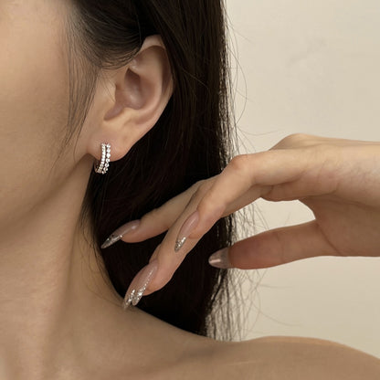 Double CZ Hoop Earrings