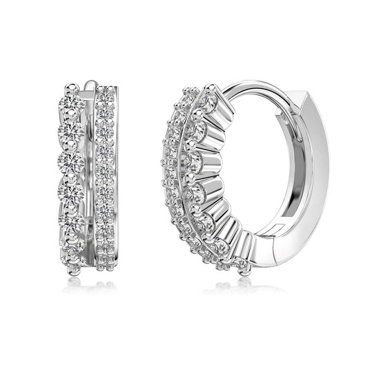 Double CZ Hoop Earrings