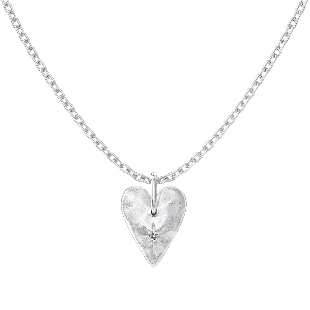 Brushed Heart Pendant Necklace