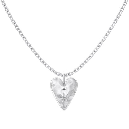 Brushed Heart Pendant Necklace