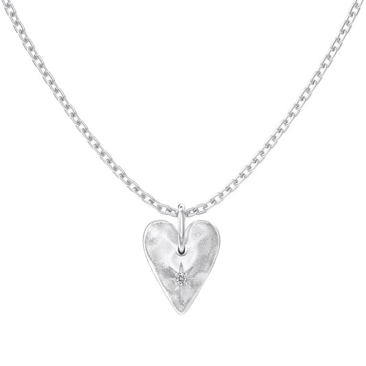 Brushed Heart Pendant Necklace