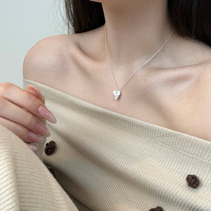 Brushed Heart Pendant Necklace