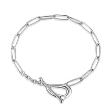 Load image into Gallery viewer, 925 Sterling Silver Toggle Clasp Cable Chain Link Bracelet