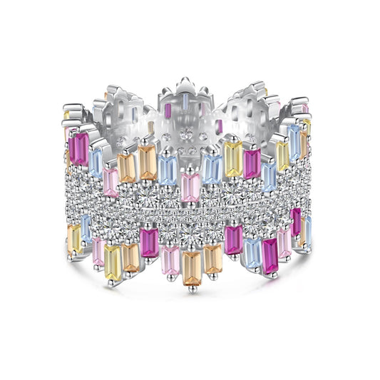 Pastel Colour CZ Icicle Band Ring