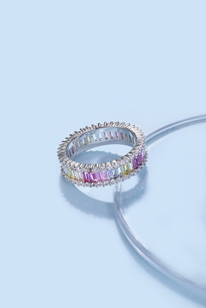 Pastel Colour Baguette CZ Band Ring