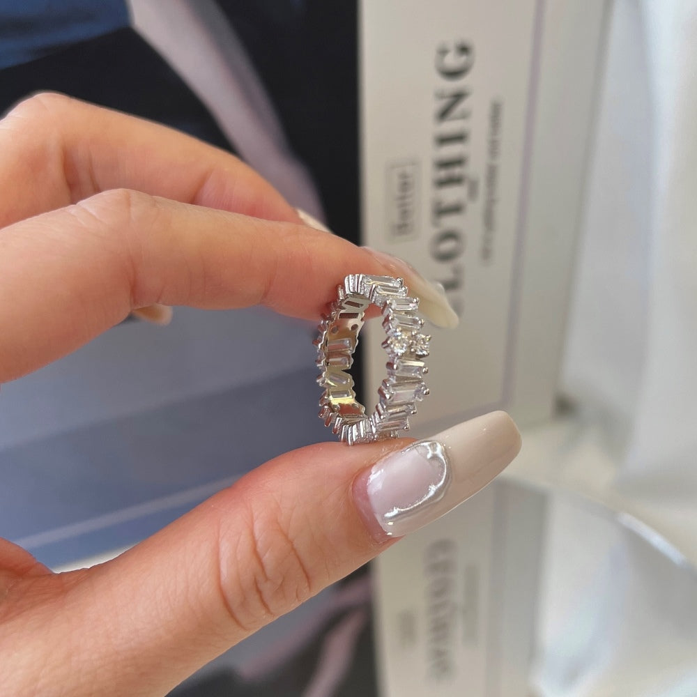 Baguette Cut and round CZ eternity ring